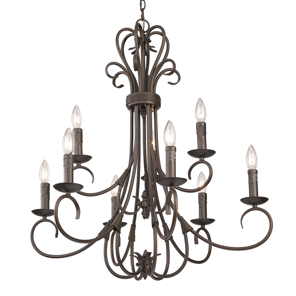 Wry Lighting Homestead 9-light Chandelier in Rubbed Bronze